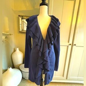 Vintage INC Royal Blue Ruffle Cardigan- Medium